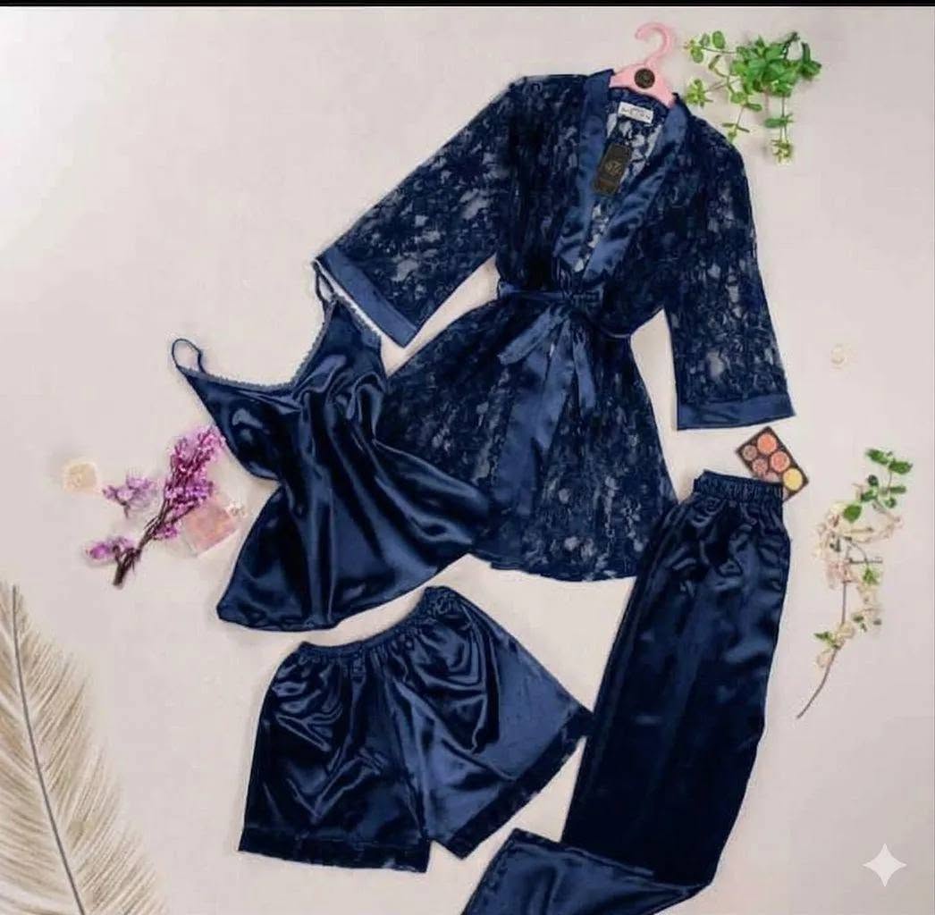 Lace Nighty Set 4 Pcs Luxurious Silk