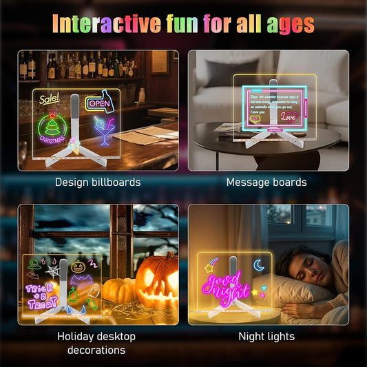 Acrylic Luminescent Lamp Big Size 20x20 for Kids Drawing Board | LED Reusable Writing & Doodle Light Board