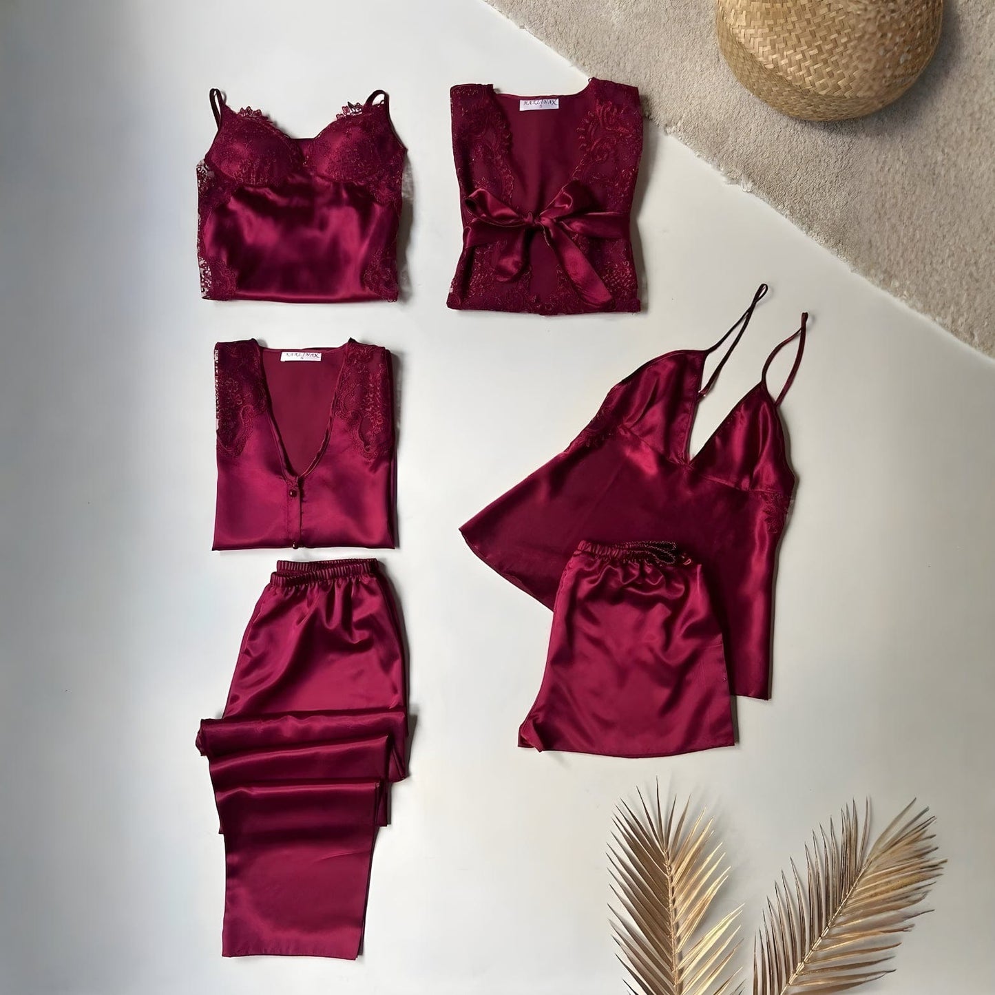 Turkish 6-Piece Satin Nightgown Set for Women
