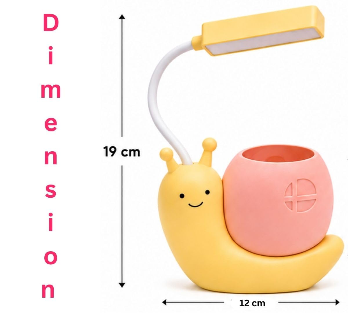Cute Snail LED Desk Lamp with Pen Holder & 360° Flexible Gooseneck