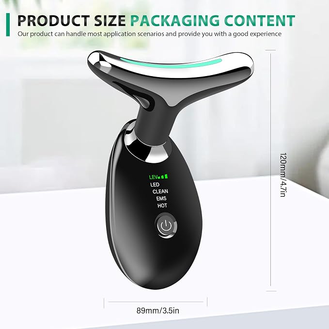 Microcurrent Face & Neck Beauty Massager – LED Thermal Skin Tightening Device