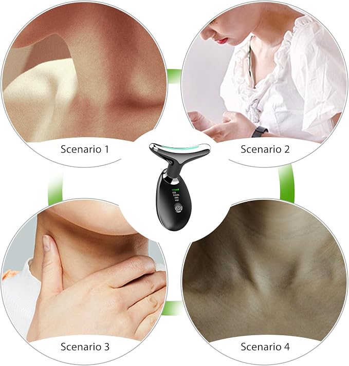 Microcurrent Face & Neck Beauty Massager – LED Thermal Skin Tightening Device