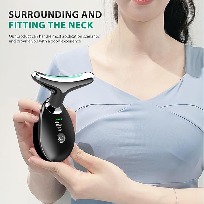 Microcurrent Face & Neck Beauty Massager – LED Thermal Skin Tightening Device