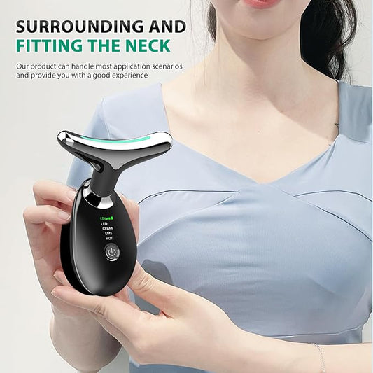 Microcurrent Face & Neck Beauty Massager – LED Thermal Skin Tightening Device