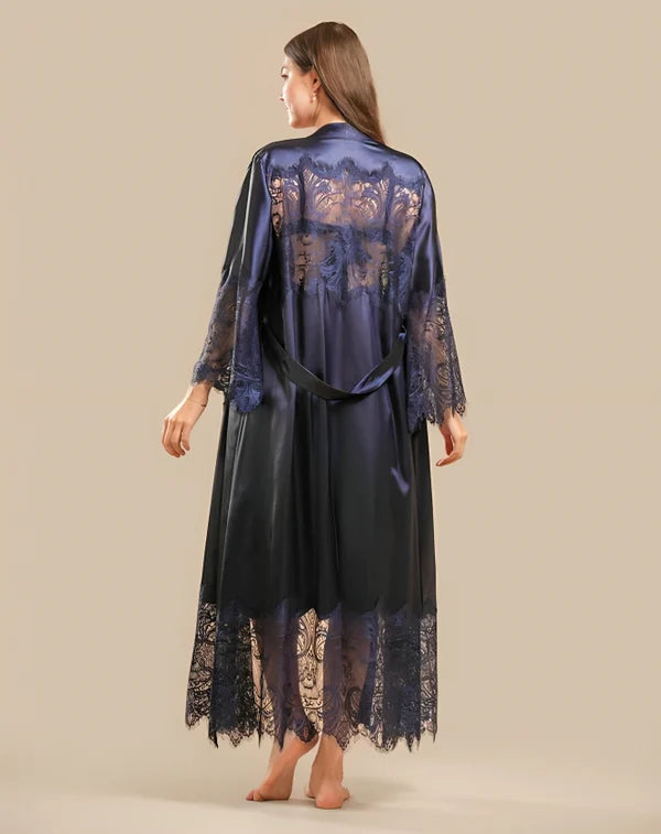 Premium 3-Piece Satin Nightwear Set with Heavy Lace