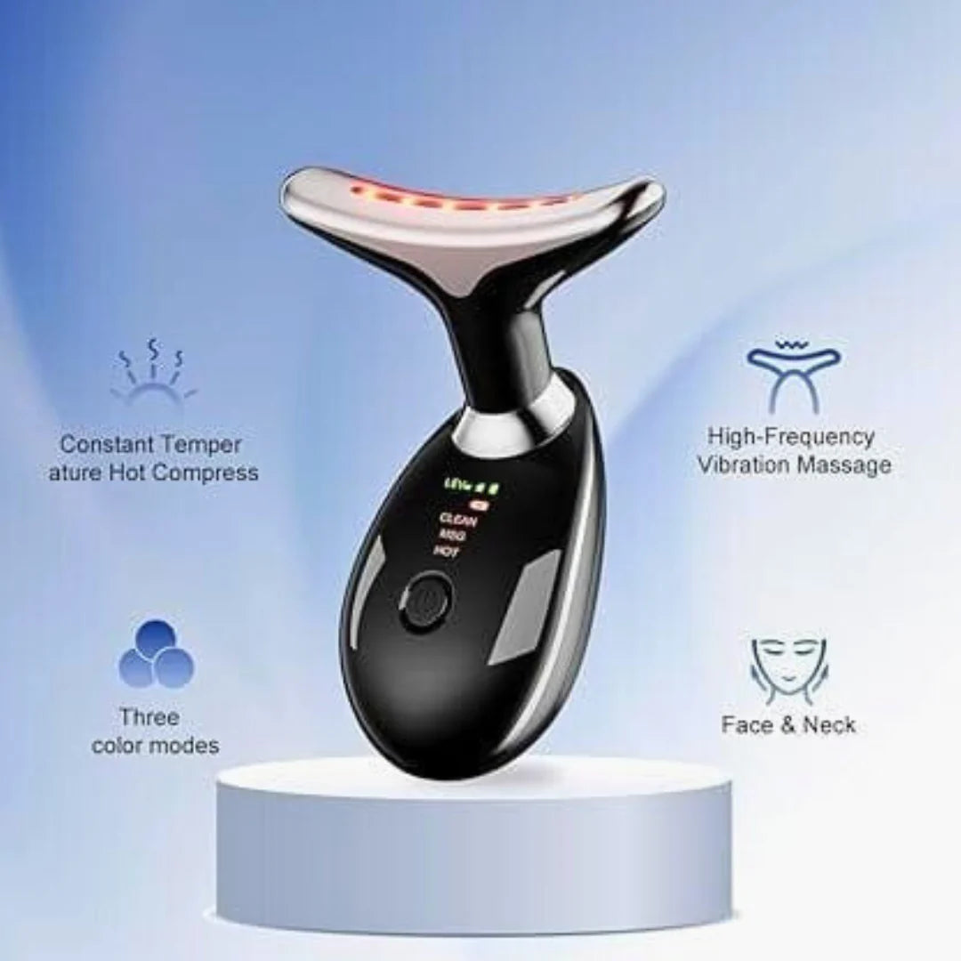 Microcurrent Face & Neck Beauty Massager – LED Thermal Skin Tightening Device