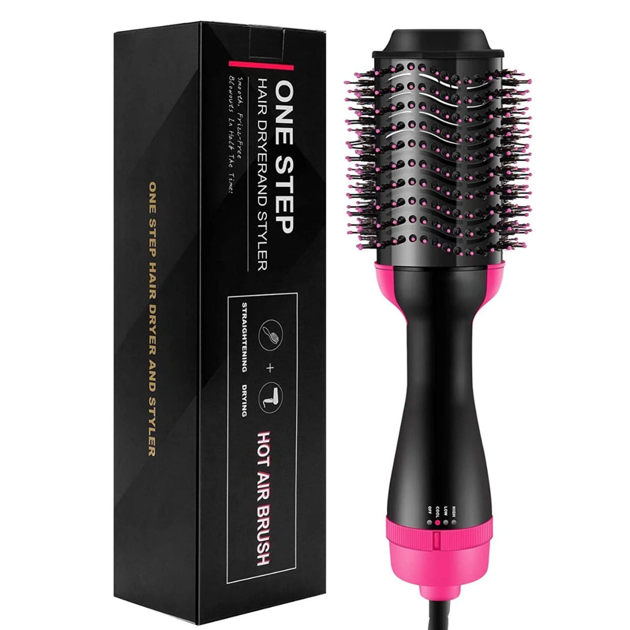 3-in-1 Hot Air Brush – Dryer, Curler & Straightener