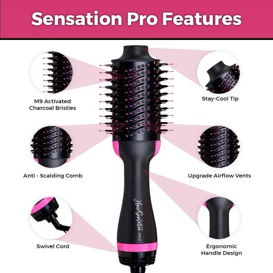 3-in-1 Hot Air Brush – Dryer, Curler & Straightener