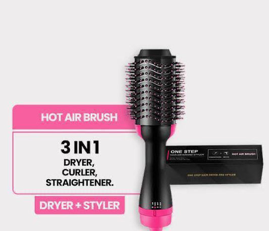 3-in-1 Hot Air Brush – Dryer, Curler & Straightener