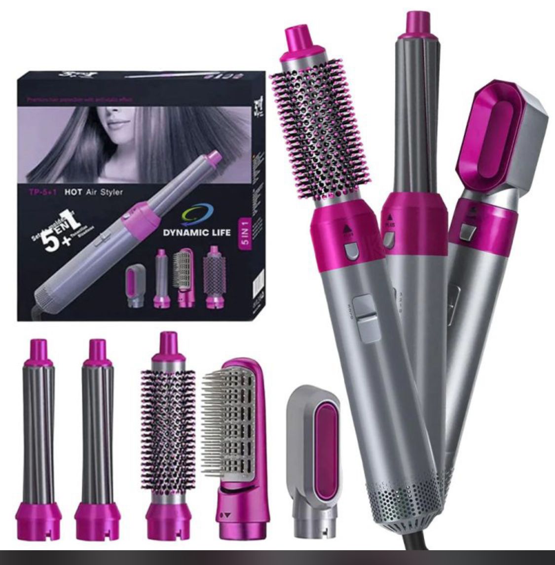 5 in 1 Hair Dryer Hot Air Brush Hair Volumizer Straightener and Curler