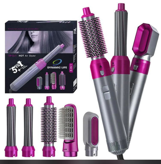 5 in 1 Hair Dryer Hot Air Brush Hair Volumizer Straightener and Curler