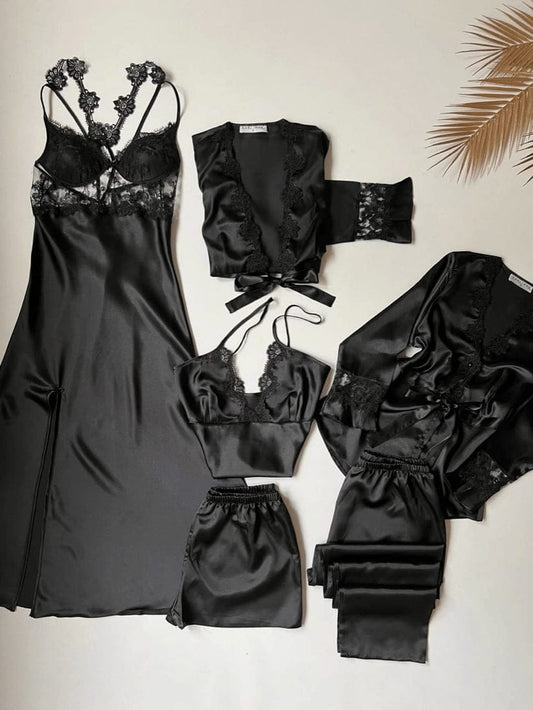 Luxury Satin 6-Piece Nightwear Set