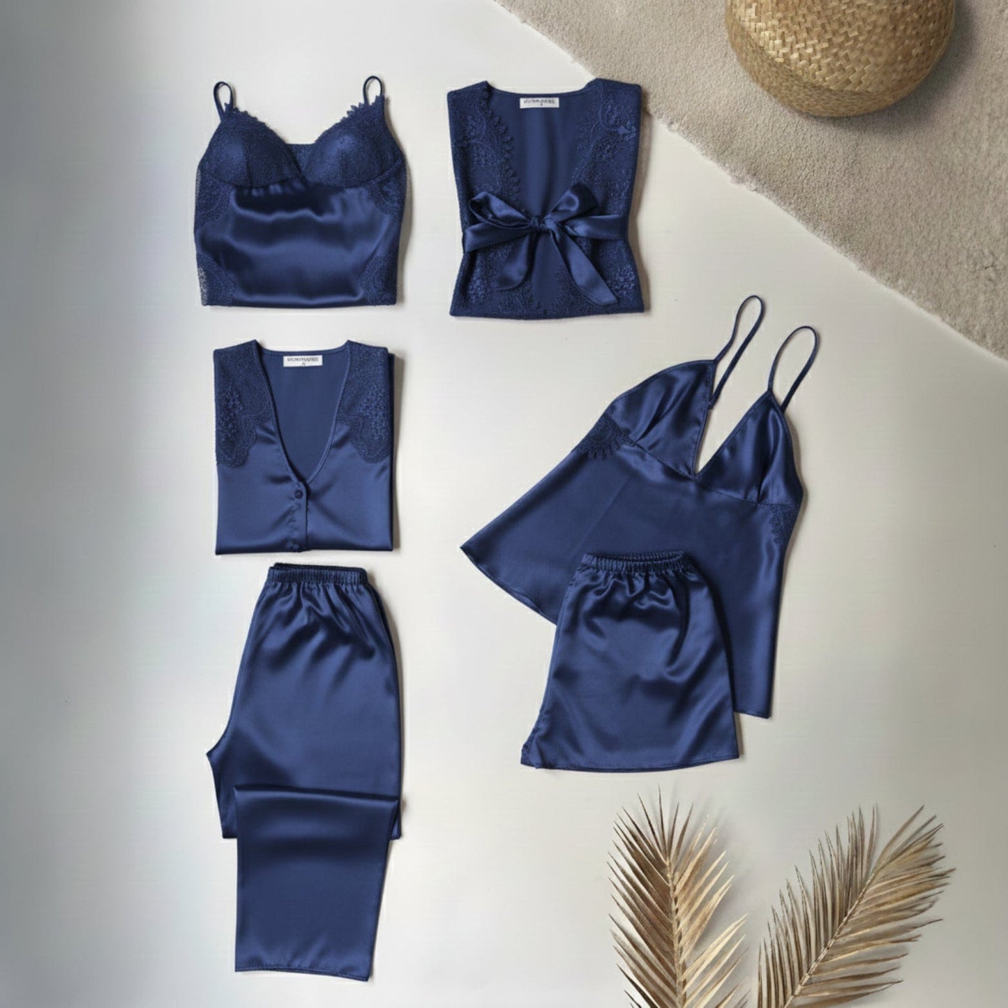 Turkish 6-Piece Satin Nightgown Set for Women