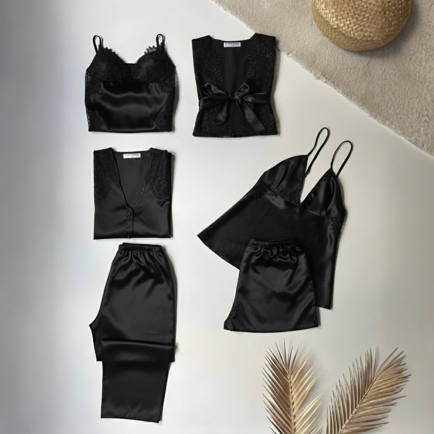 Turkish 6-Piece Satin Nightgown Set for Women