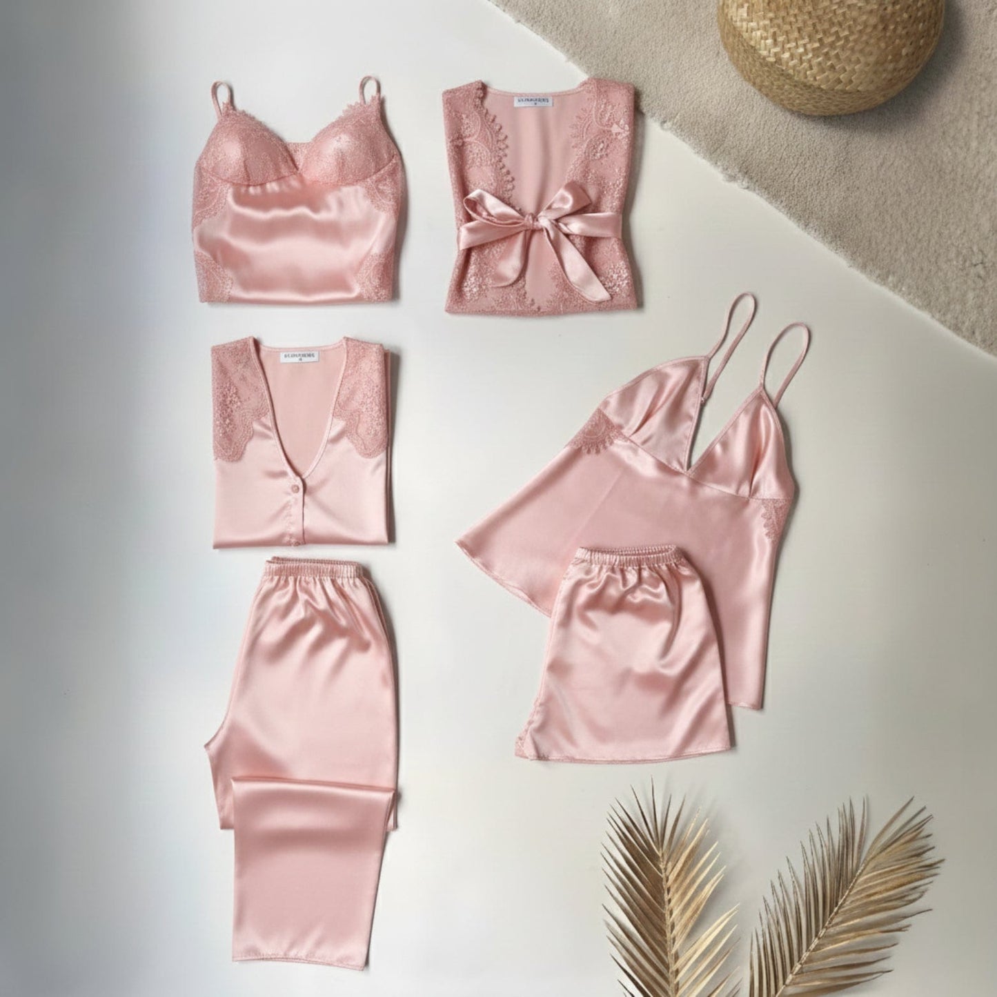 Turkish 6-Piece Satin Nightgown Set for Women