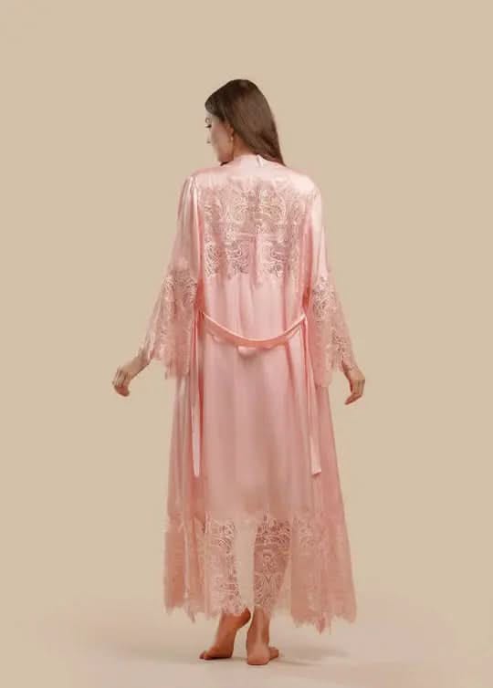 Premium 3-Piece Satin Nightwear Set with Heavy Lace