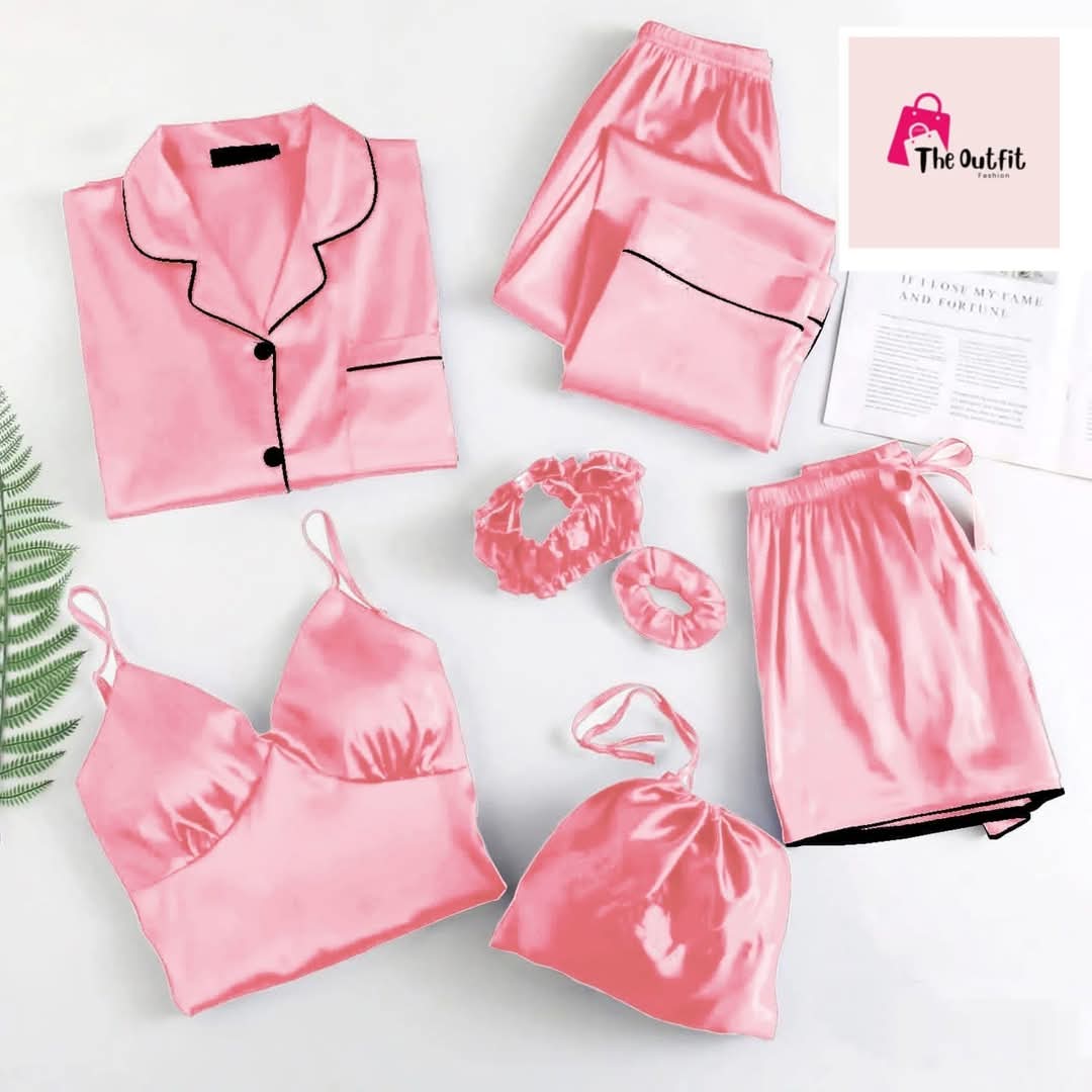 Premium 7-Piece Silk Satin Nightwear & Loungewear Set