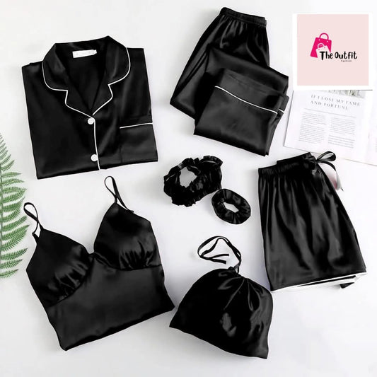Premium 7-Piece Silk Satin Nightwear & Loungewear Set