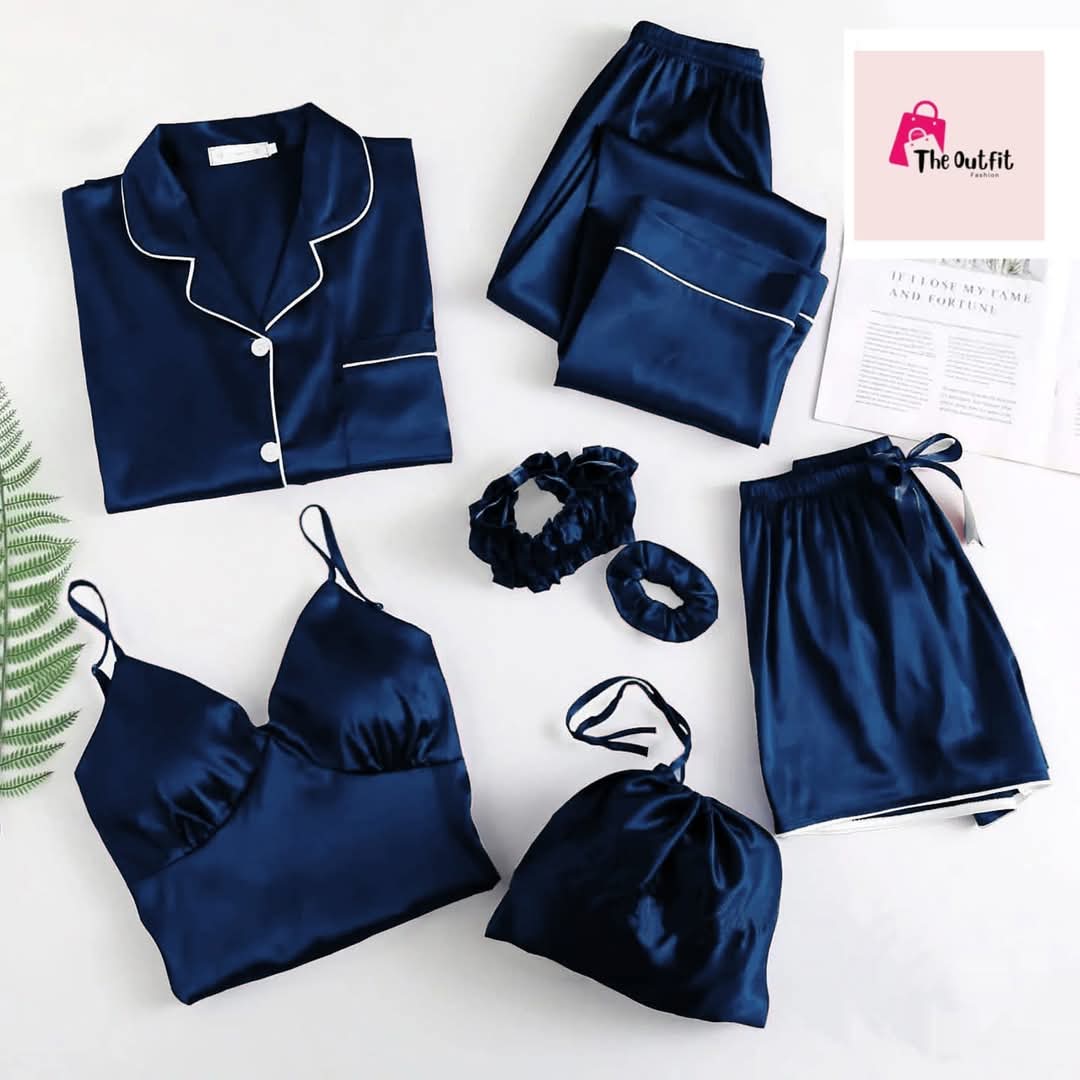 Premium 7-Piece Silk Satin Nightwear & Loungewear Set