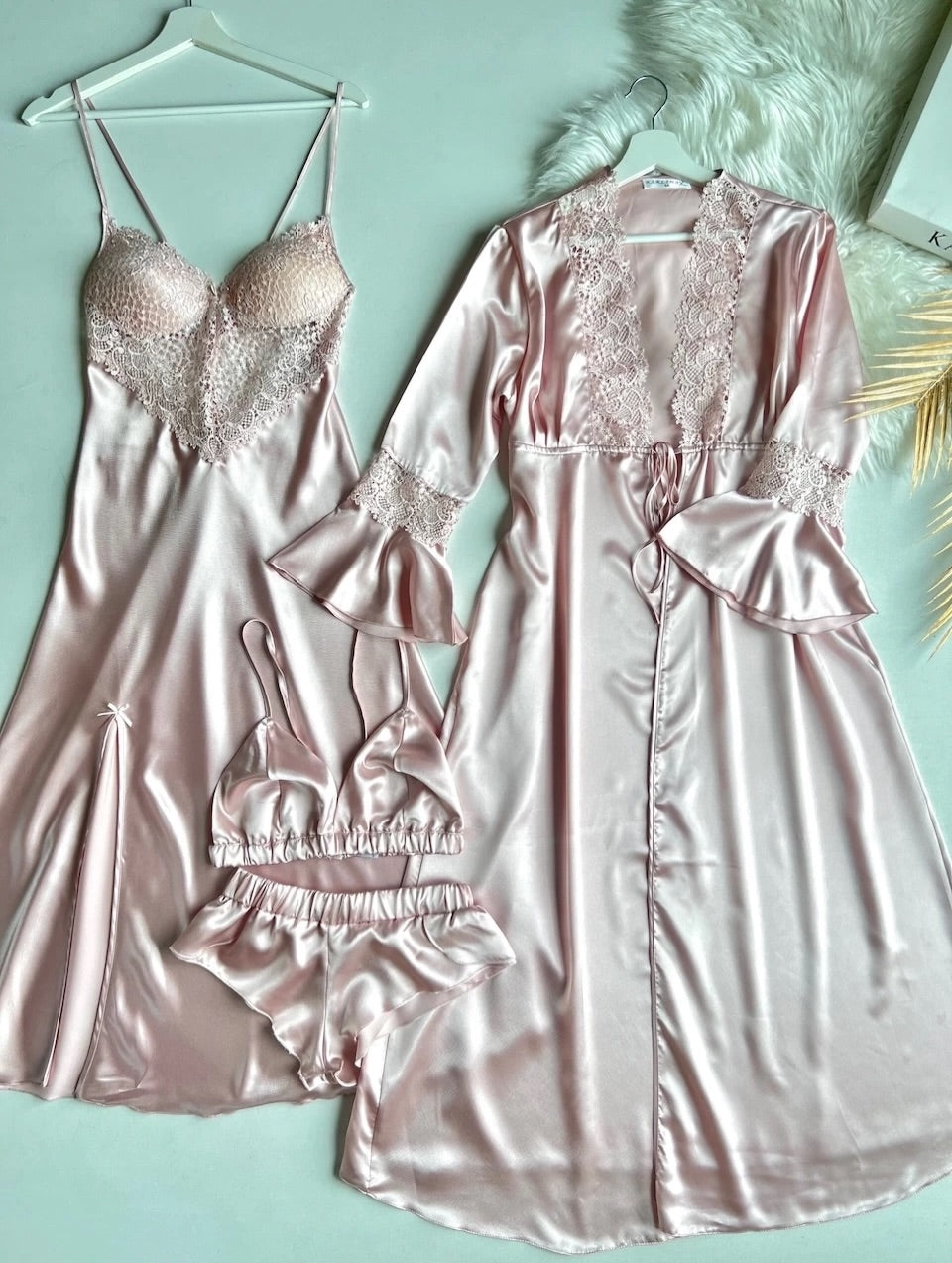 Premium 4-Piece Satin Nightwear & Loungewear Set