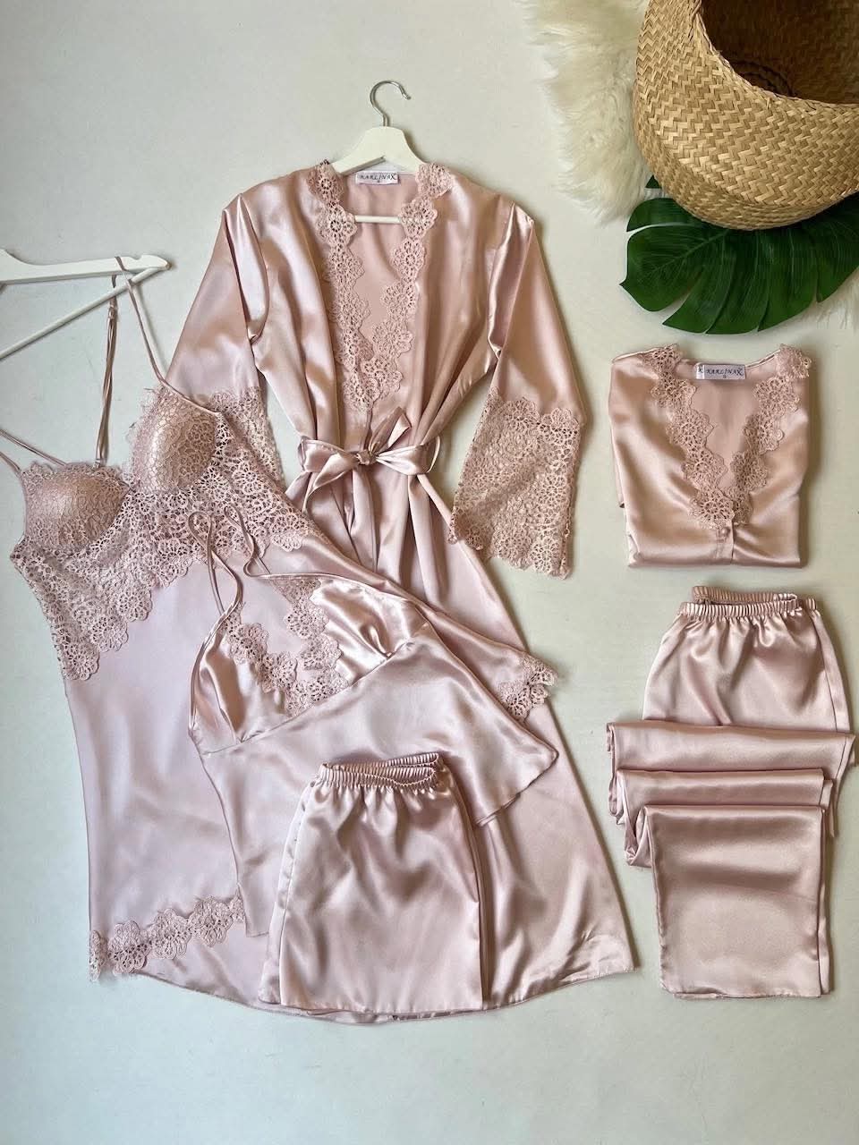 Luxury 6-Piece Satin Nightwear & Bridal Set