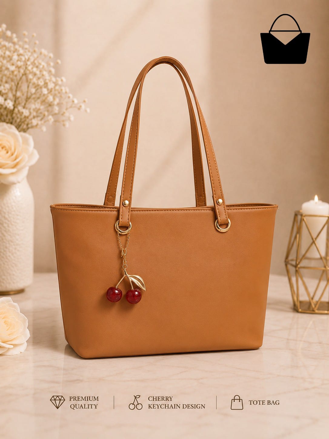 Cherry Keychain Tote Bag