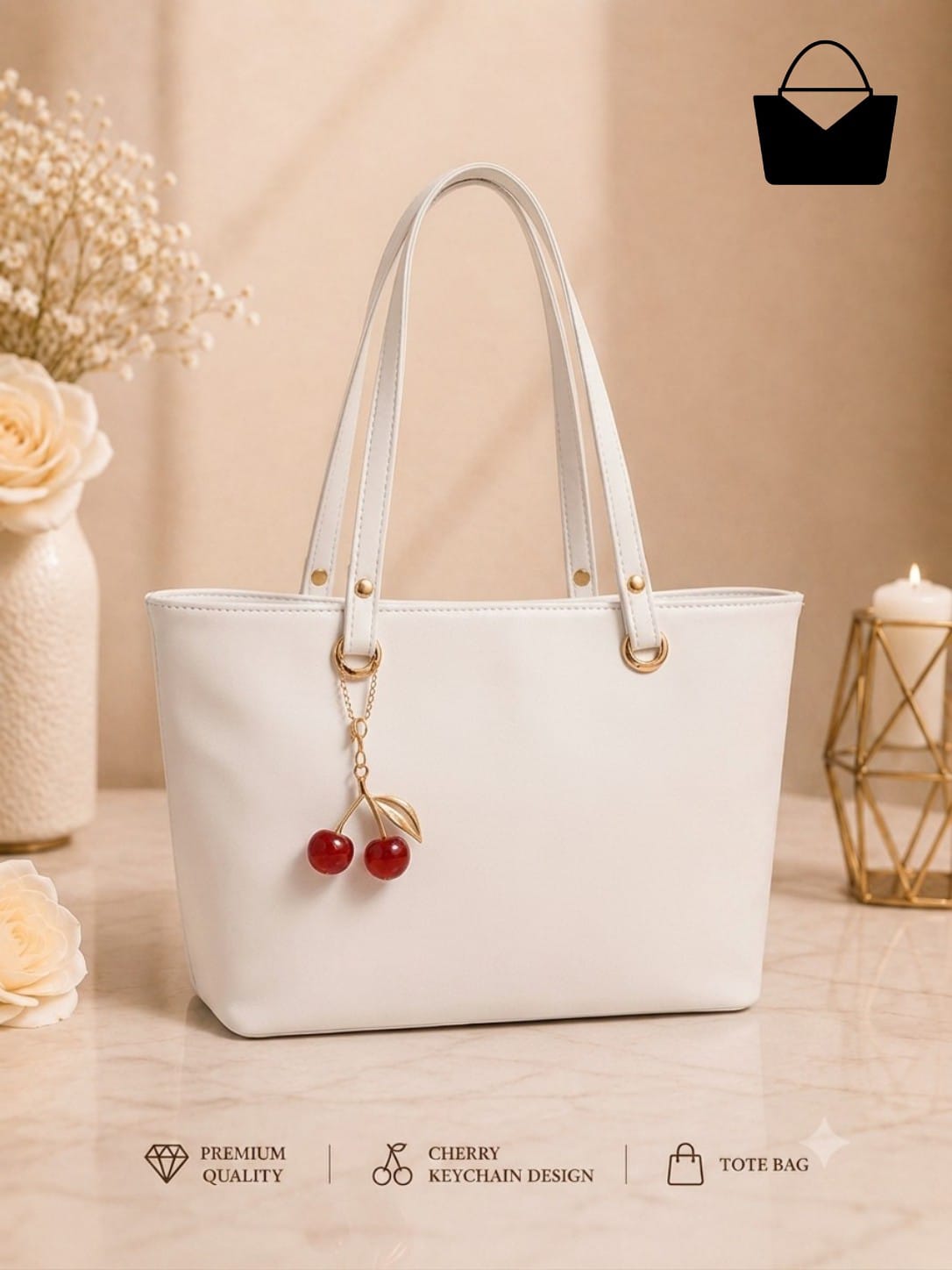 Cherry Keychain Tote Bag
