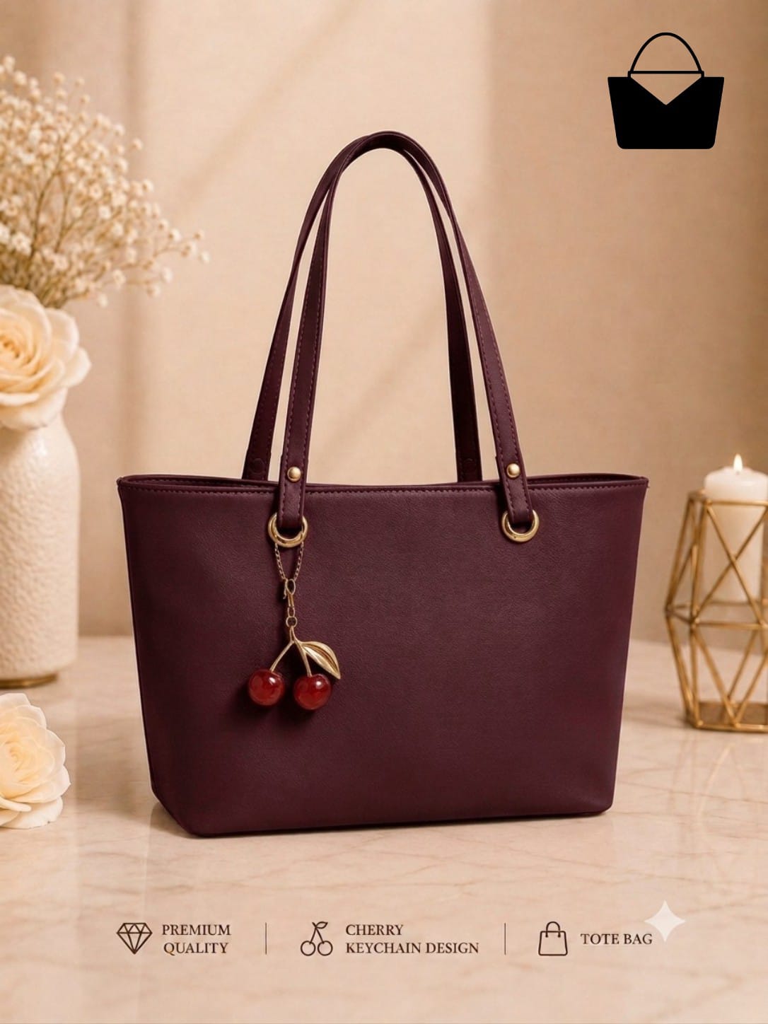 Cherry Keychain Tote Bag