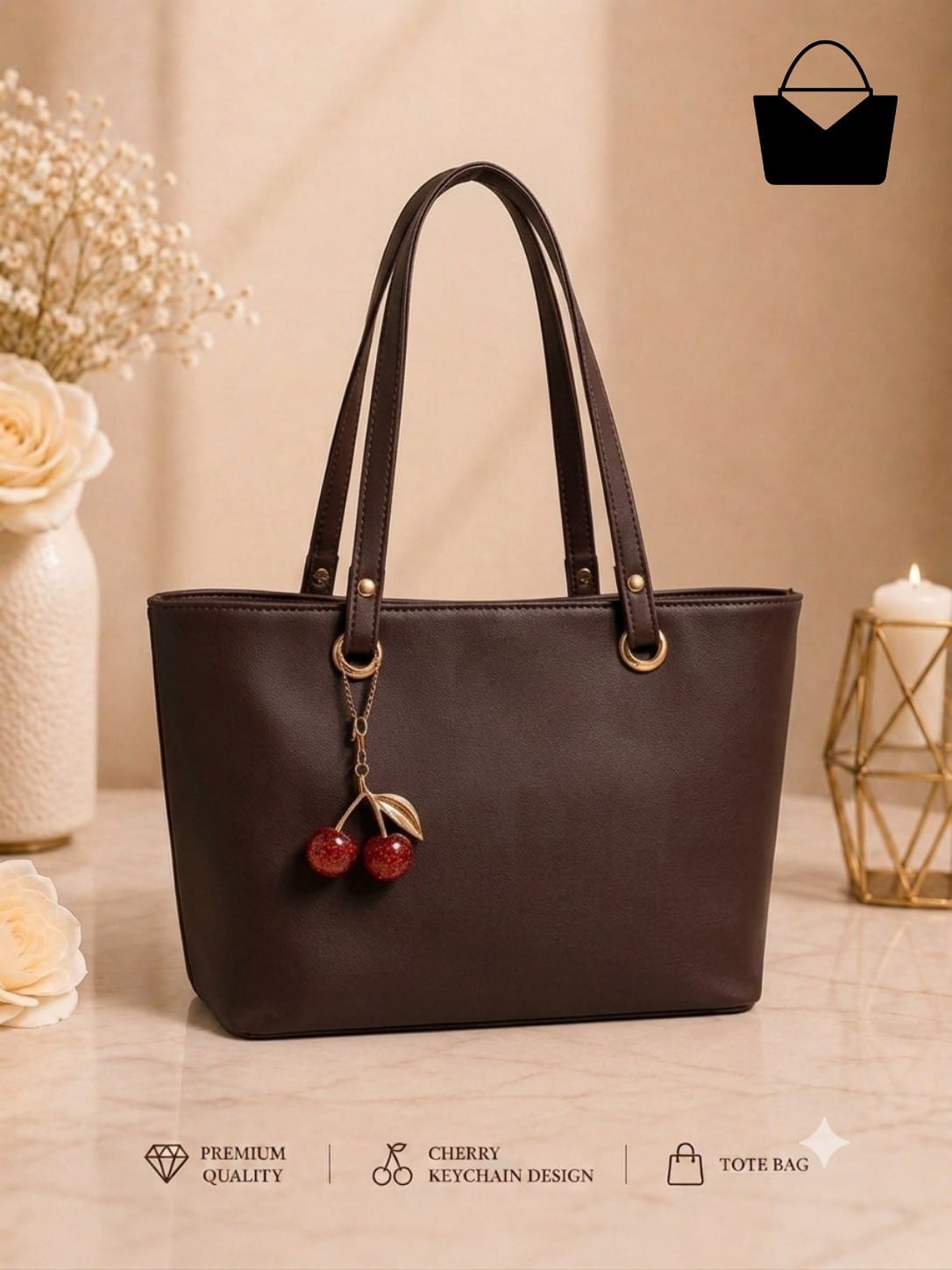 Cherry Keychain Tote Bag