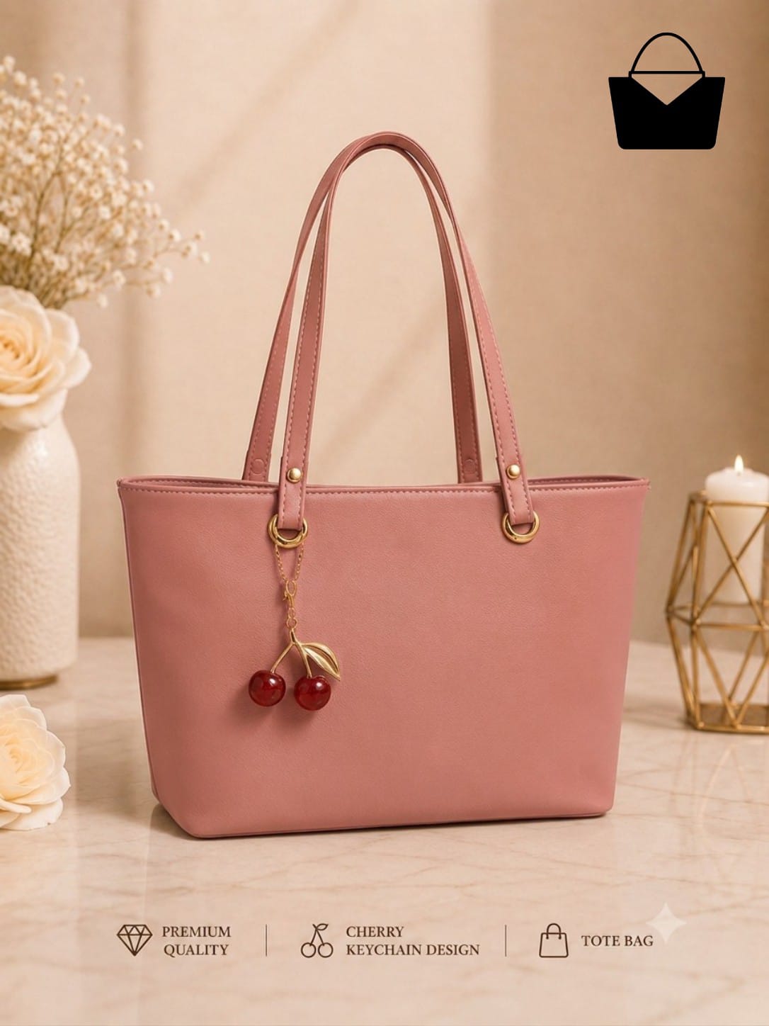 Cherry Keychain Tote Bag