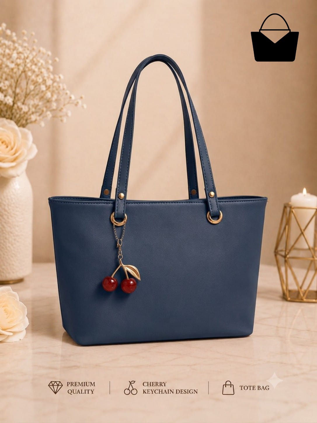Cherry Keychain Tote Bag
