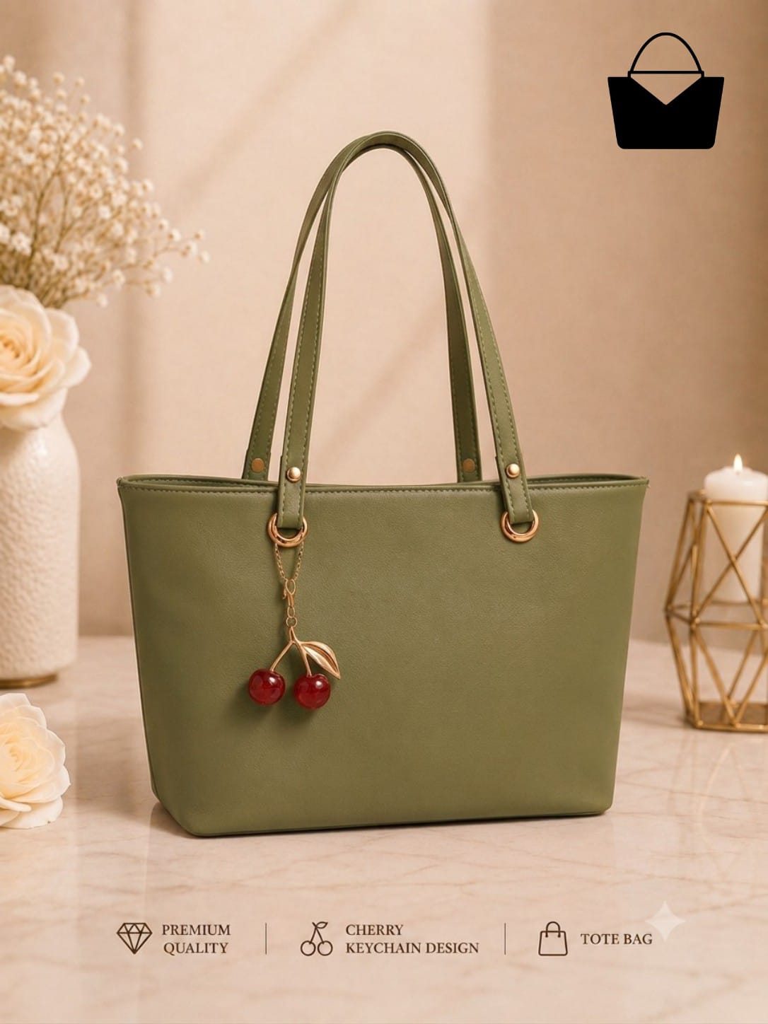 Cherry Keychain Tote Bag