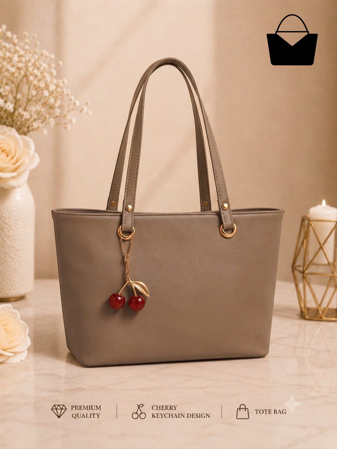 Cherry Keychain Tote Bag