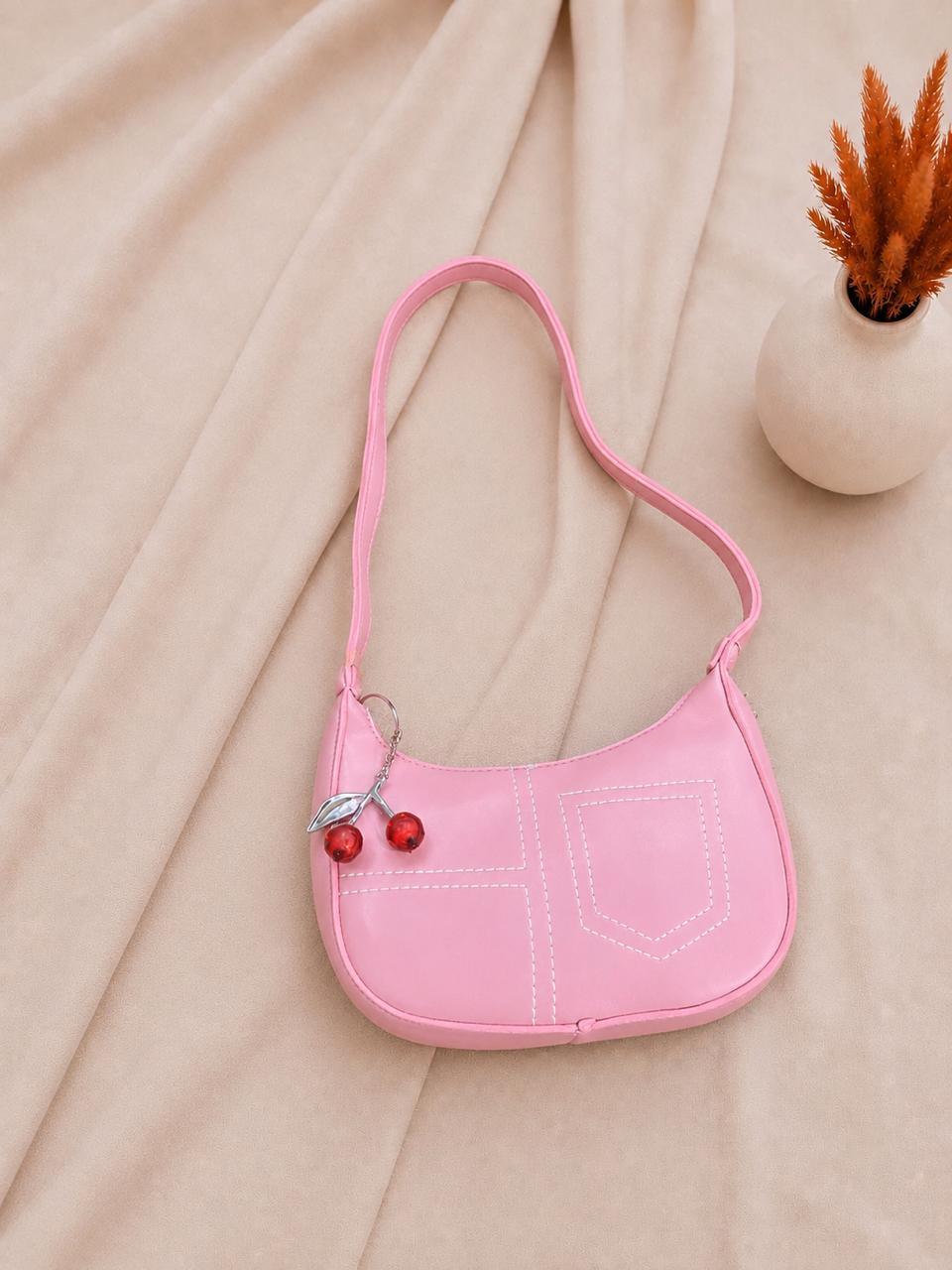 Women's Trendy Shoulder Bag with Cherry Charm