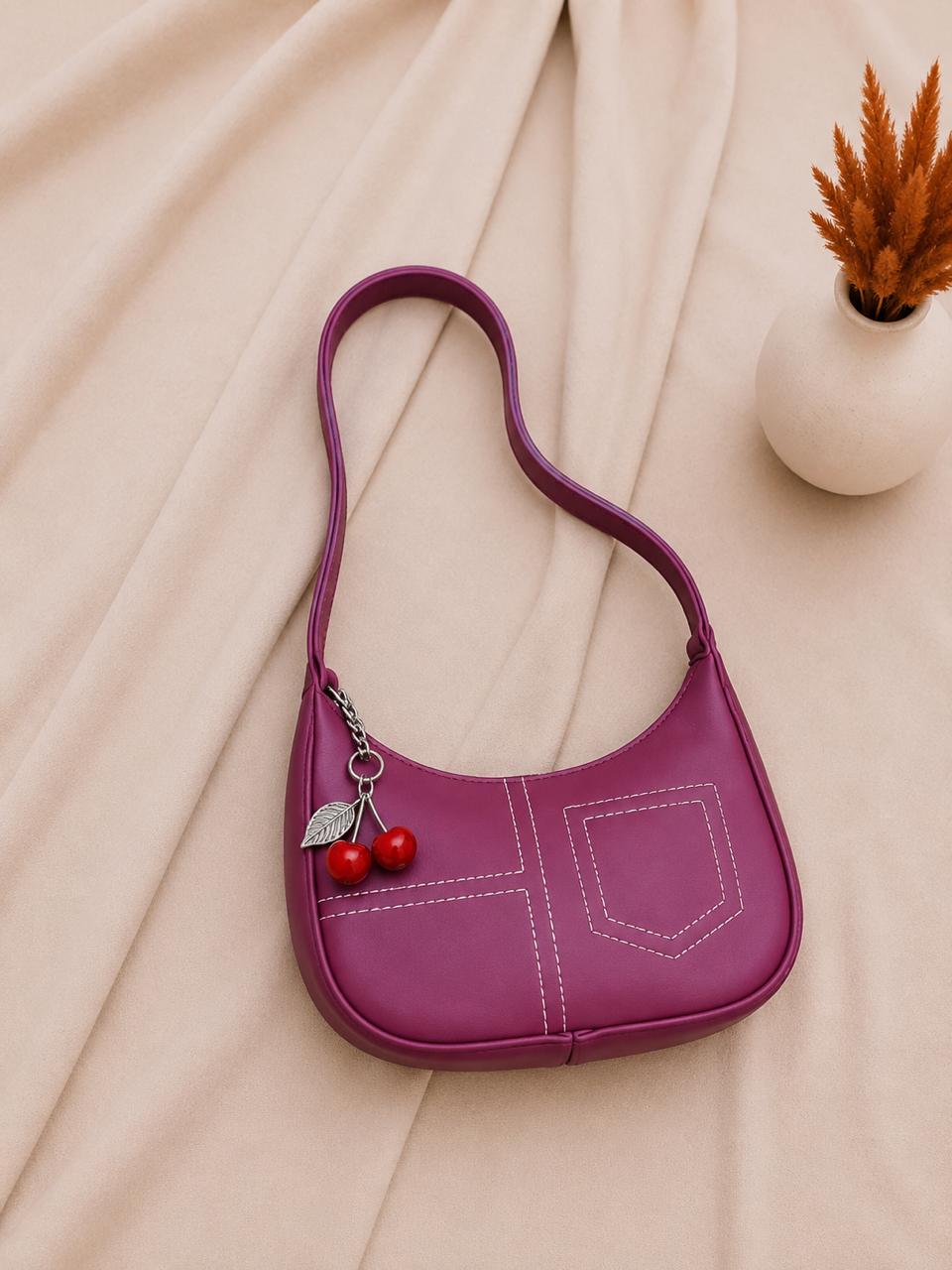 Women's Trendy Shoulder Bag with Cherry Charm
