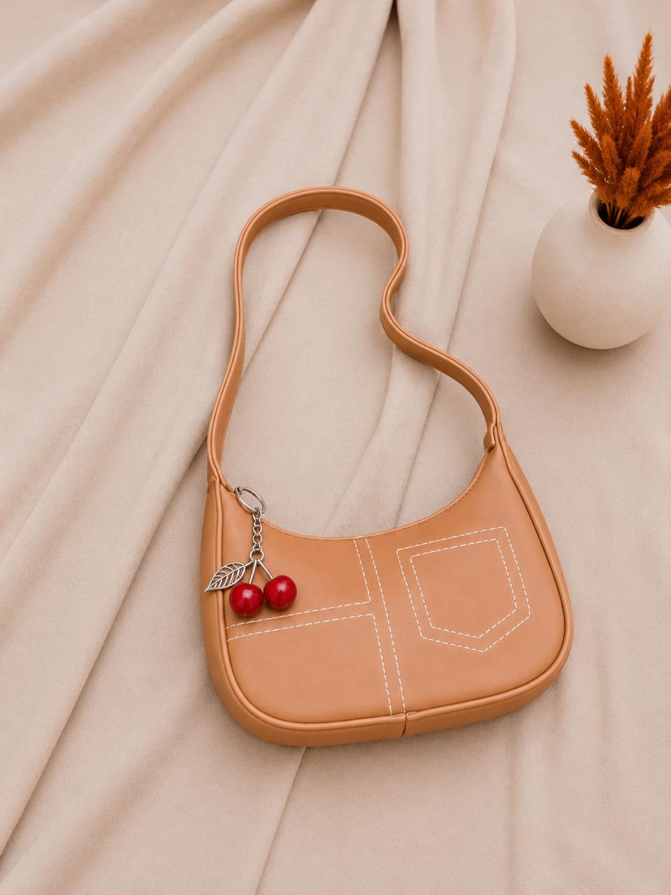 Women's Trendy Shoulder Bag with Cherry Charm