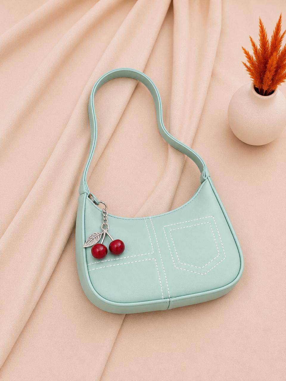 Women's Trendy Shoulder Bag with Cherry Charm
