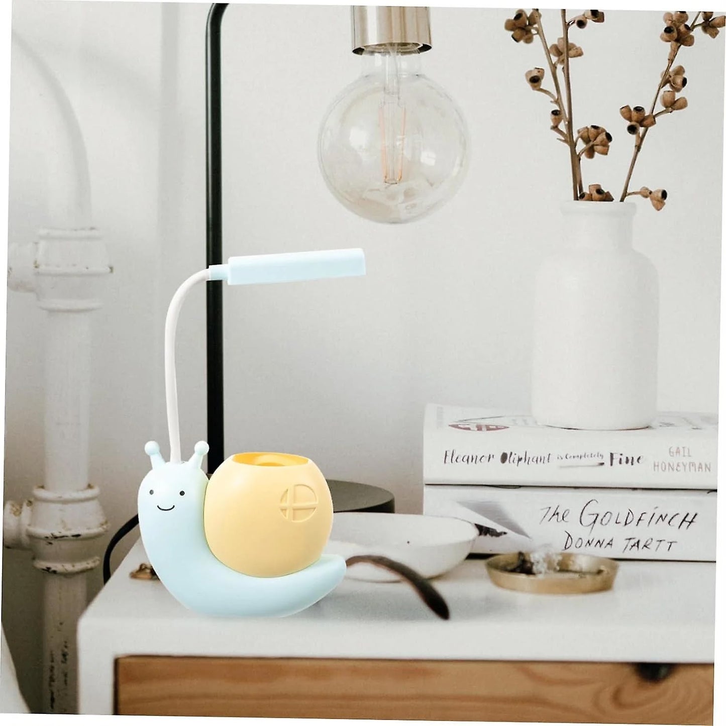 Cute Snail LED Desk Lamp with Pen Holder & 360° Flexible Gooseneck