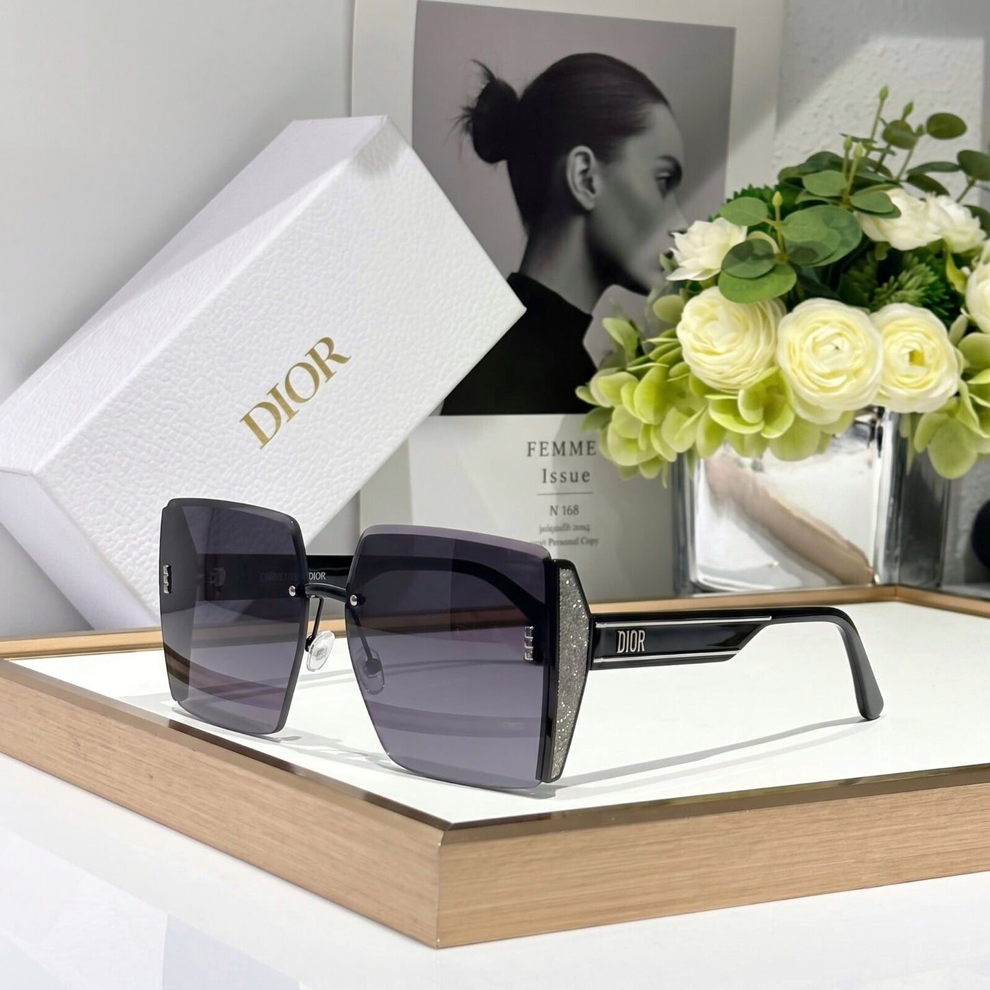 Style Oversized Square Rimless Sunglasses