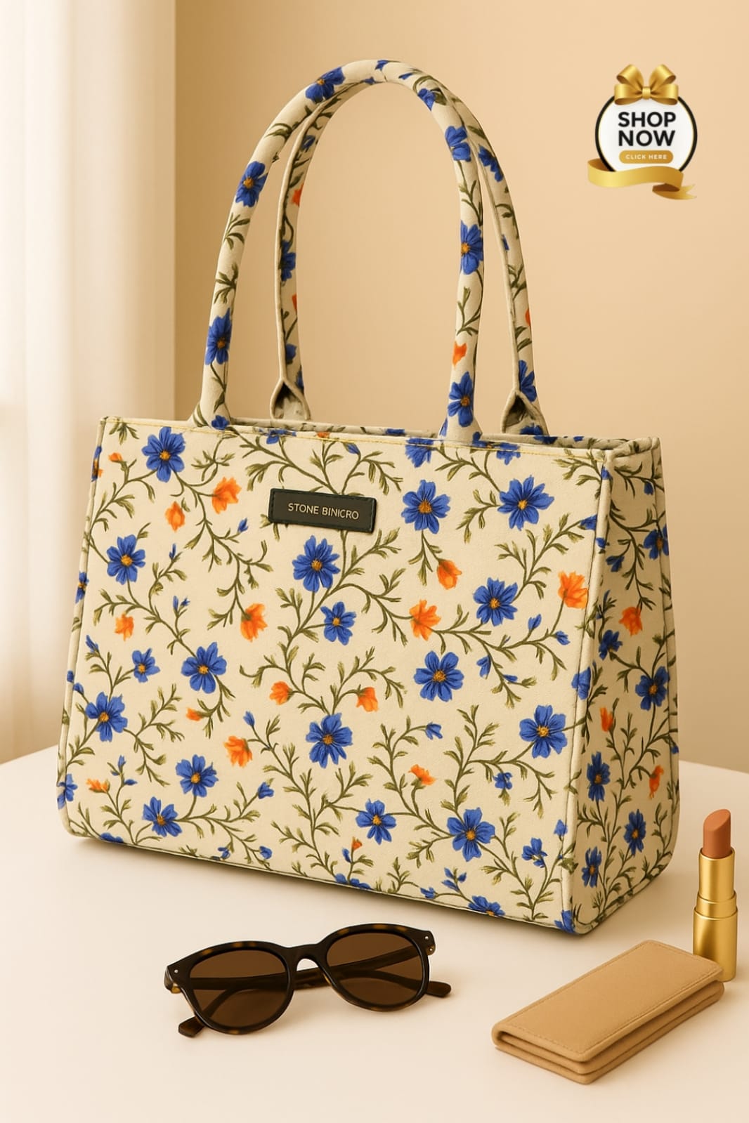 Premium Floral Canvas Tote Bag