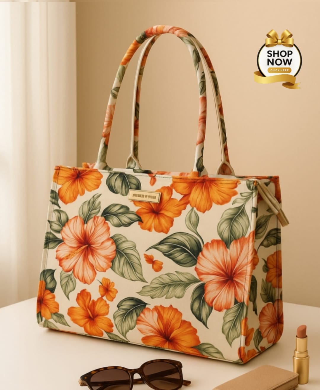 Premium Floral Canvas Tote Bag